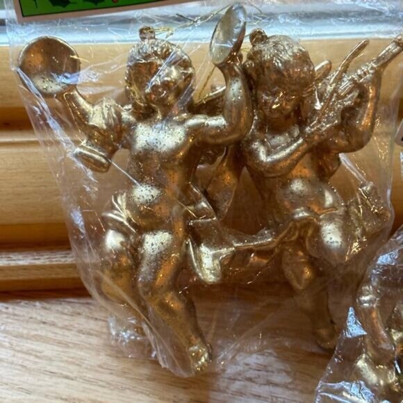 Four Vintage County Silk Cherub Angel Christmas Decorations - Picture 2 of 5